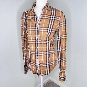 Burberry Camel Check Button Down Shirt